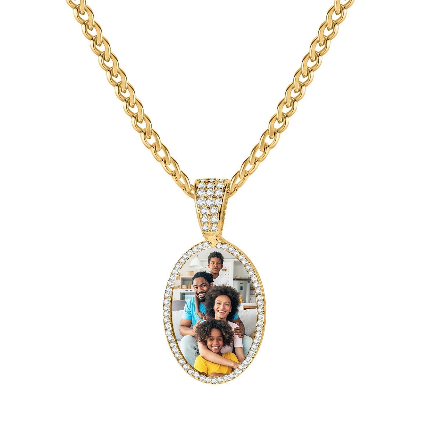 Iced Photo Pendant w/ Cuban Chain