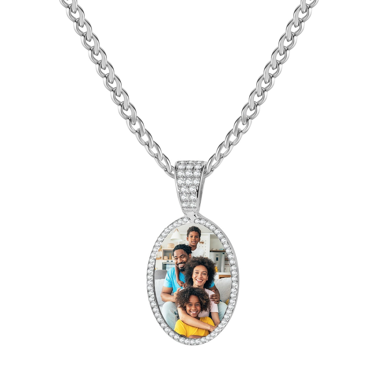 Iced Photo Pendant w/ Cuban Chain