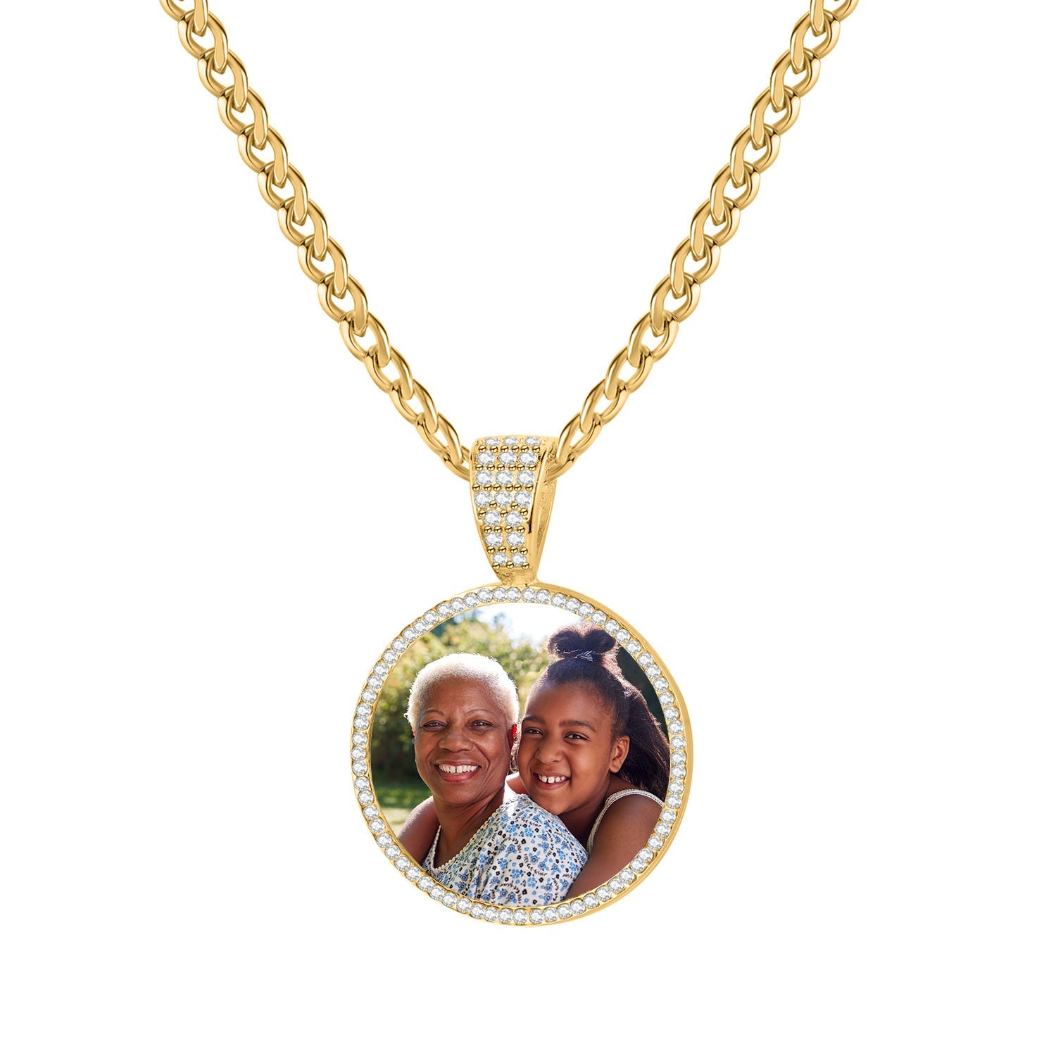 Iced Photo Pendant w/ Cuban Chain