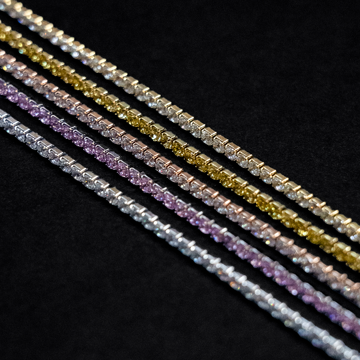 Pink Diamond Micro Tennis Necklace in White Gold