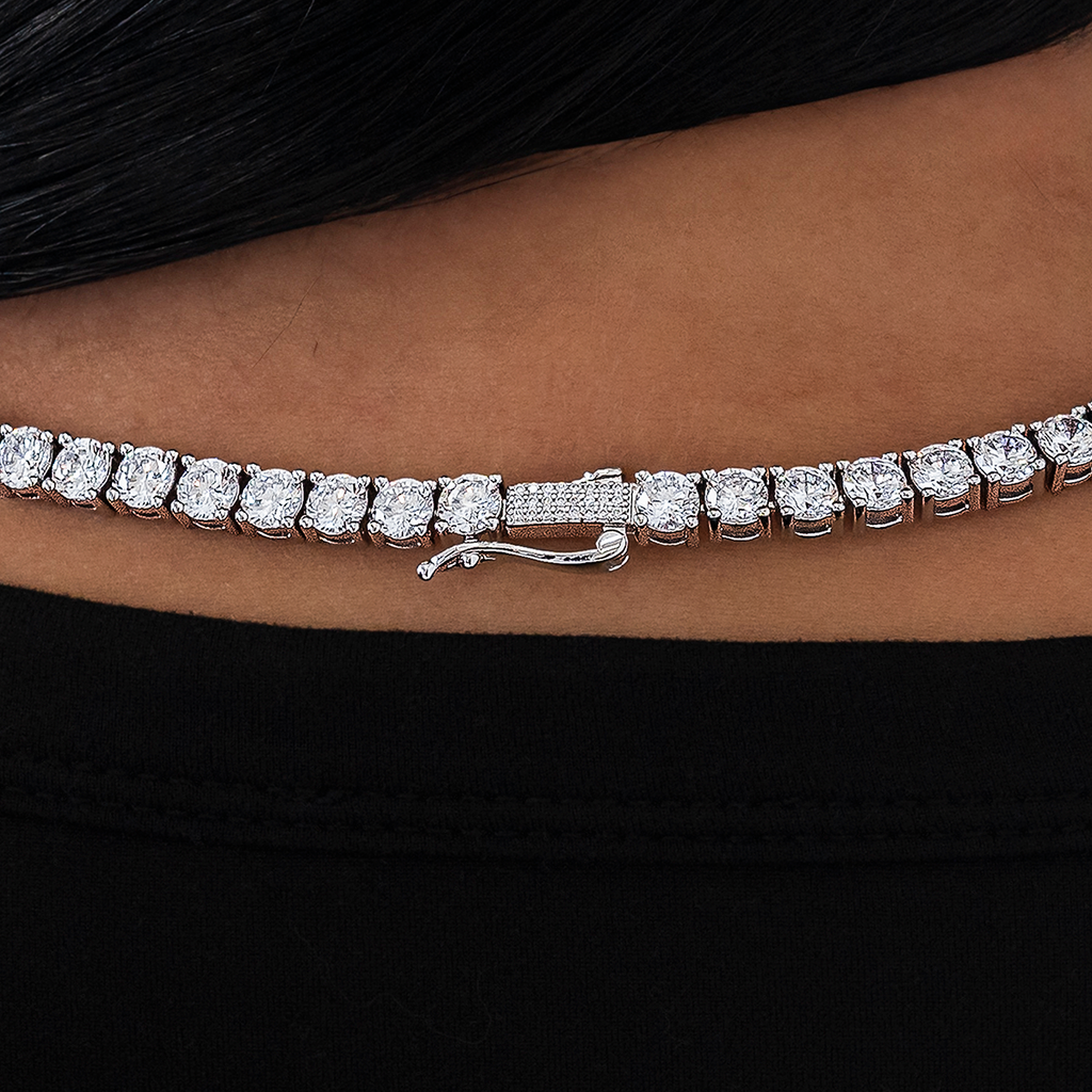 Diamond Tennis Necklace in White Gold- 5mm