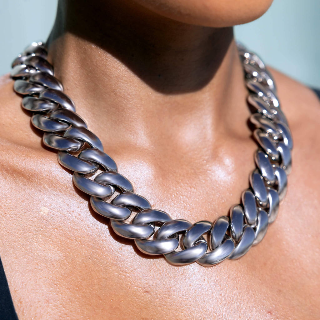 Miami Cuban Chain Necklace in White Gold - 25mm