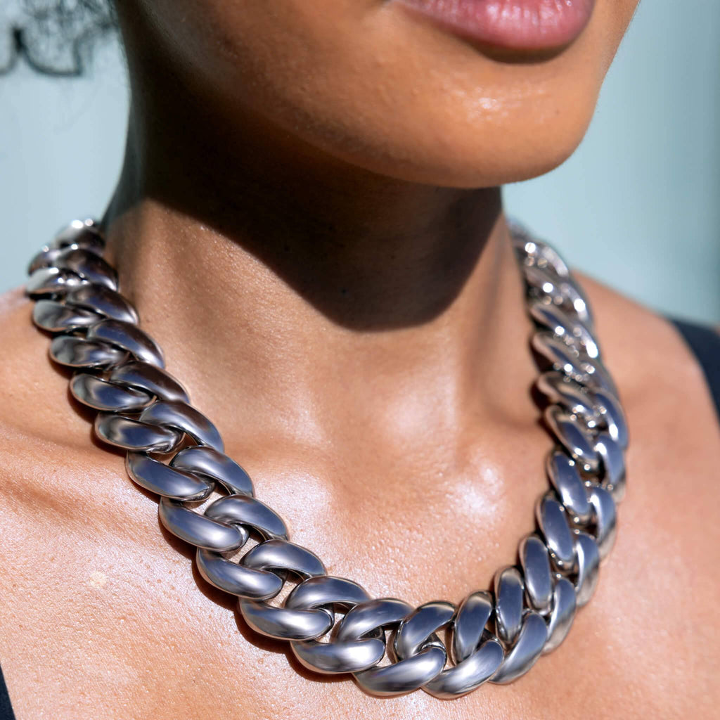 Miami Cuban Chain Necklace in White Gold - 25mm
