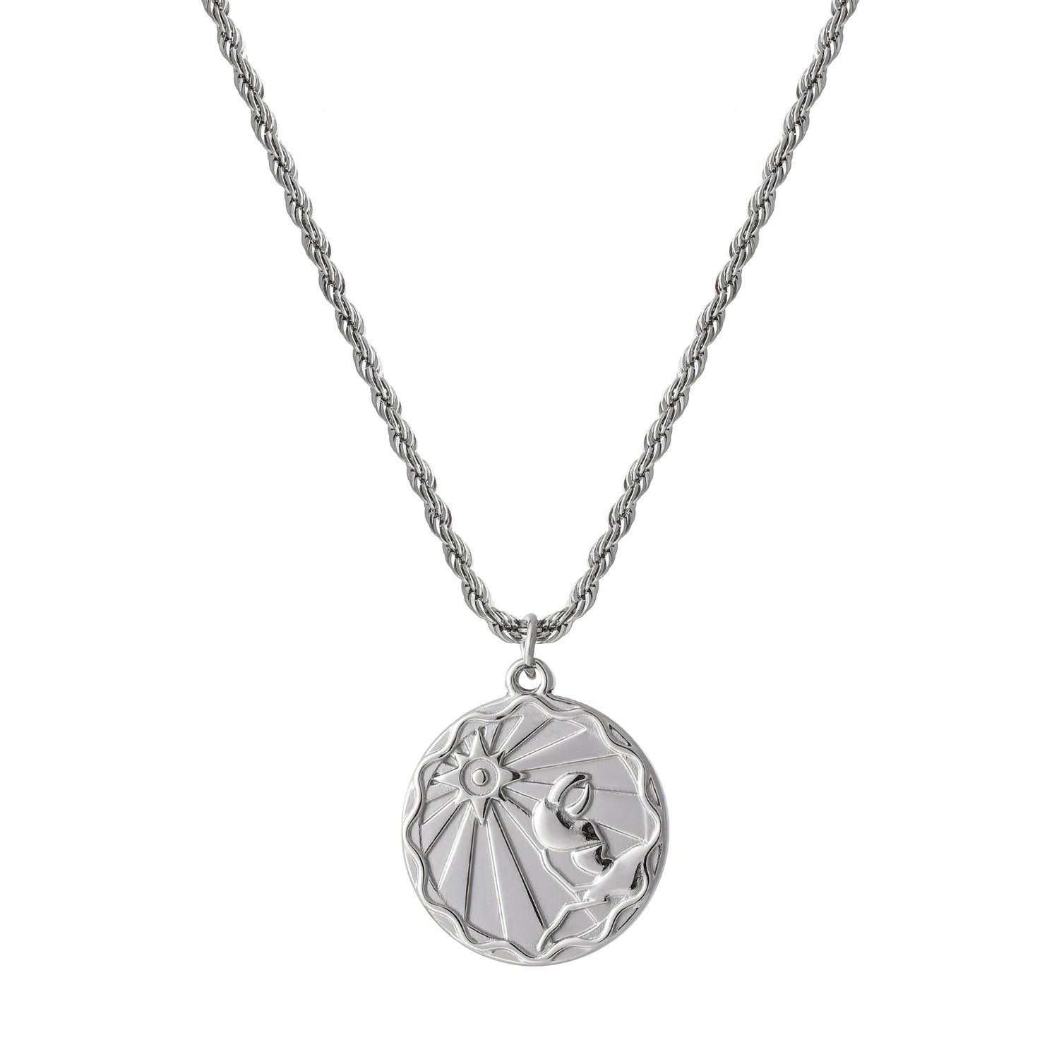 Zodiac Coin Necklace w/ Rope Chain