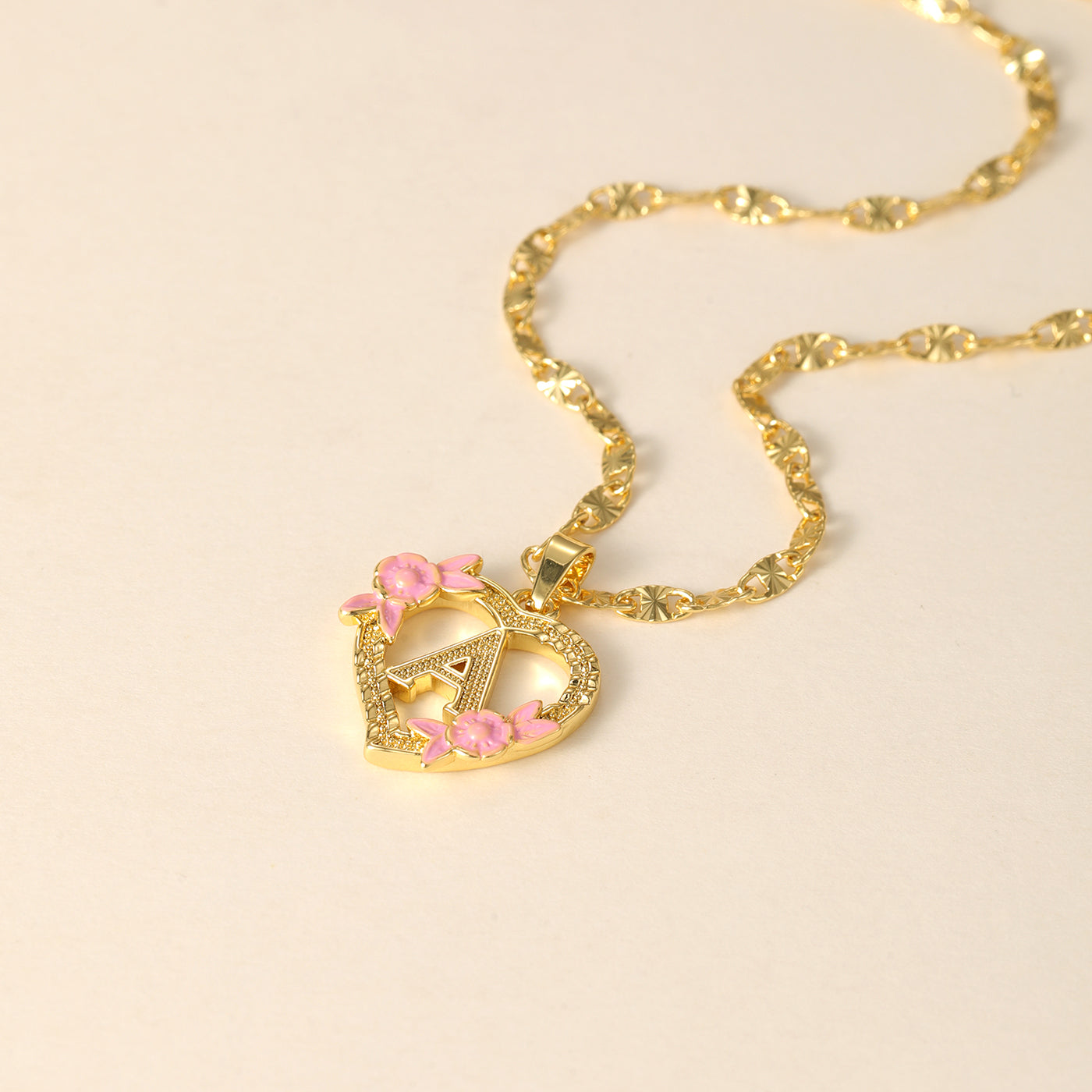 Flower Initial Necklace w/ Clip Chain
