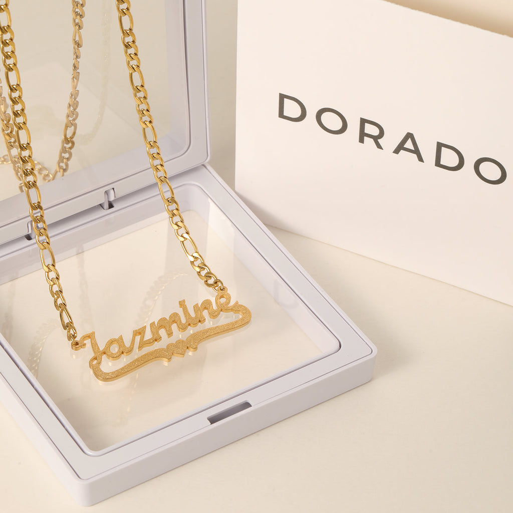 Diamond Cut Heart Name Necklace