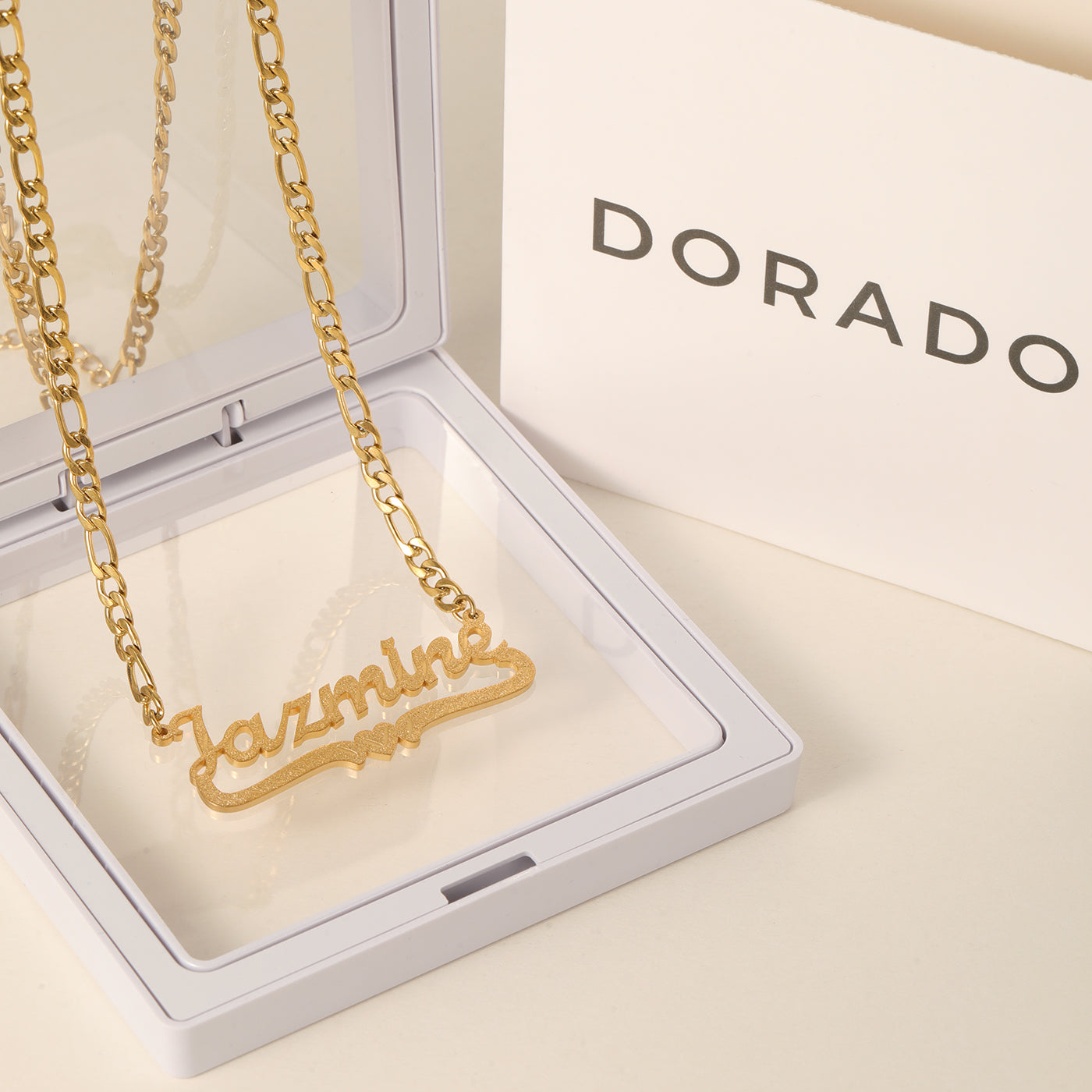Diamond Cut Heart Name Necklace
