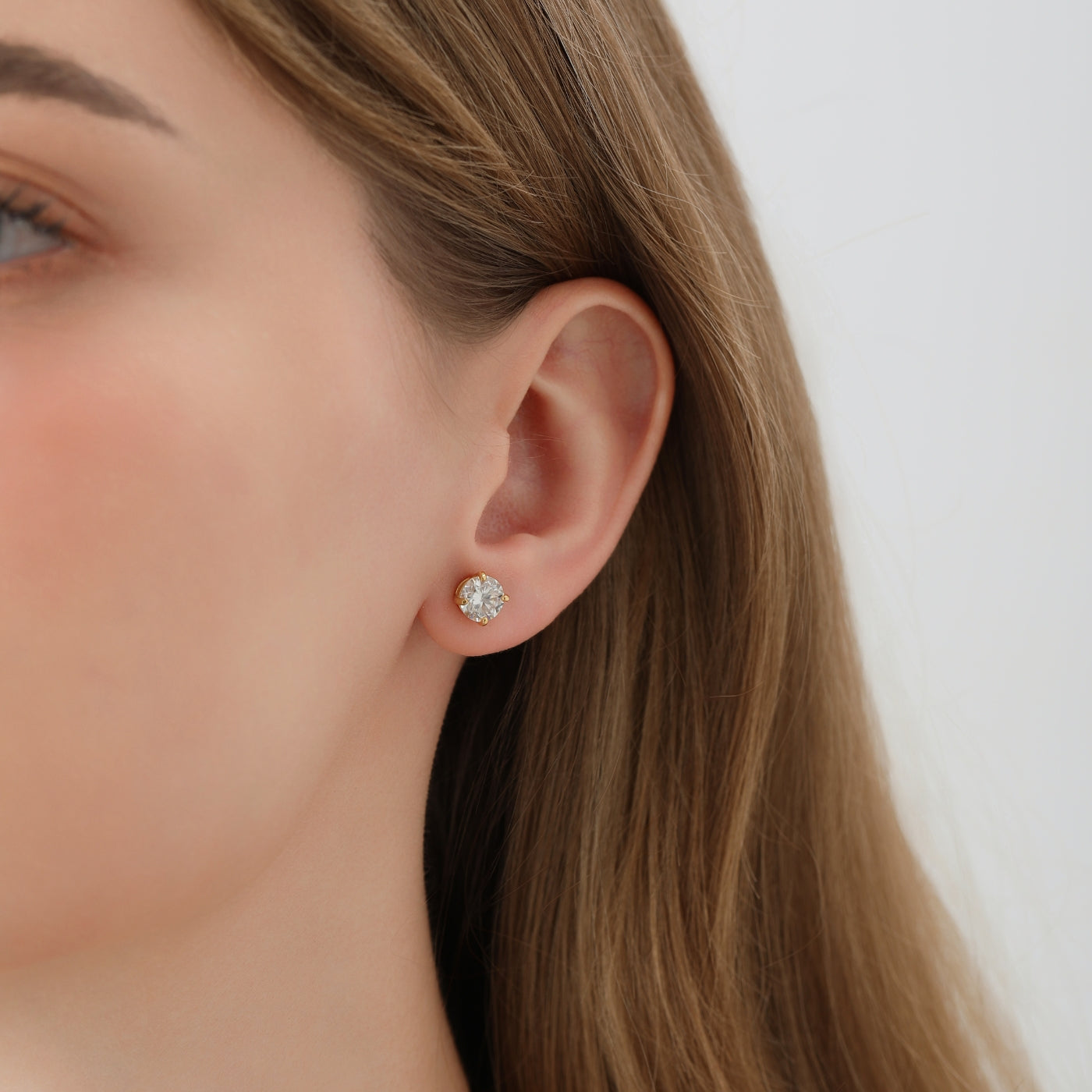 Round Cut Moissanite Stud Earrings