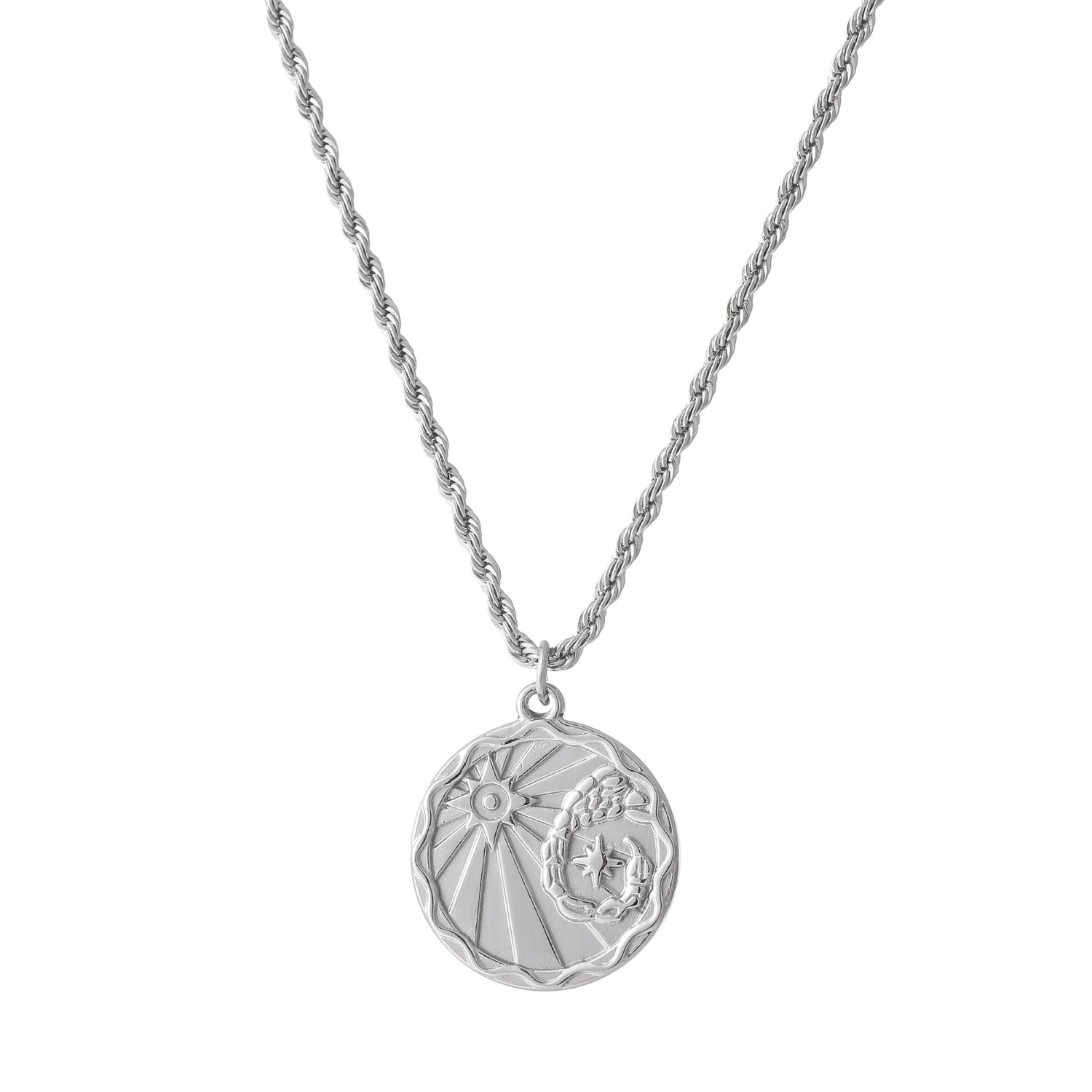 Zodiac Coin Necklace w/ Rope Chain