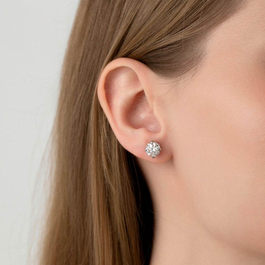 Round Cut Moissanite Stud Earrings