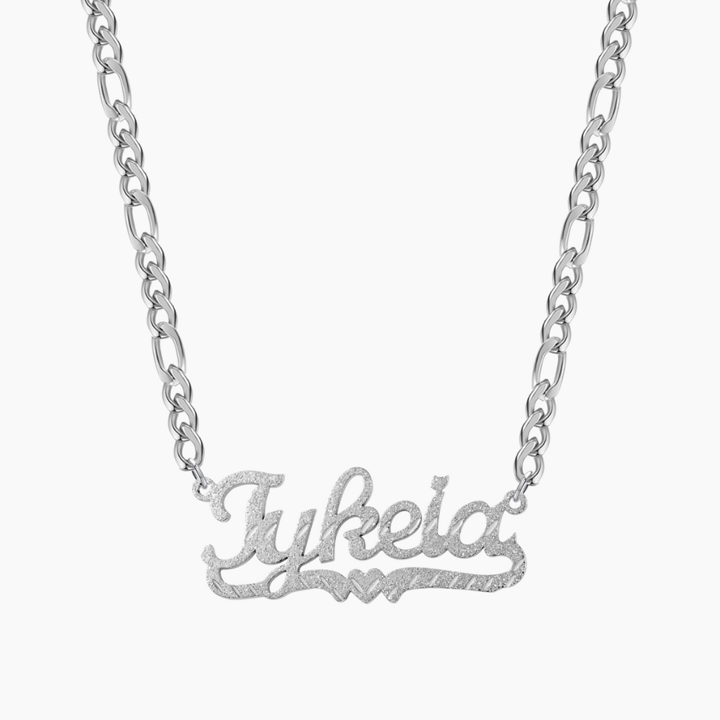 Kids Diamond Cut Heart Name Necklace
