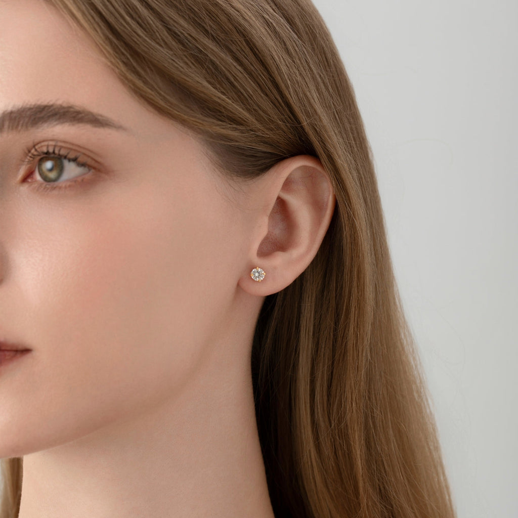 Round Cut Moissanite Stud Earrings