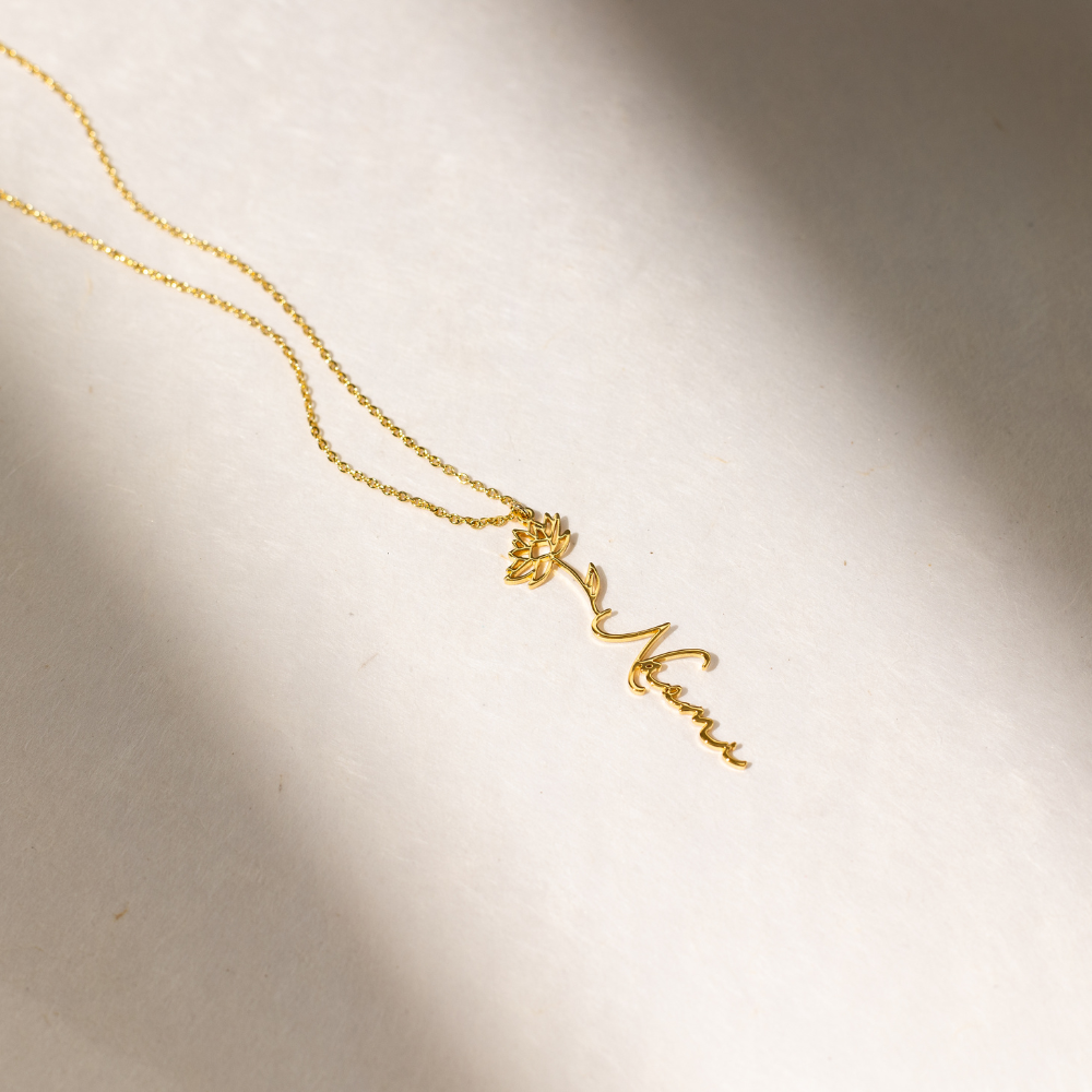 Birth Flower Name Necklace