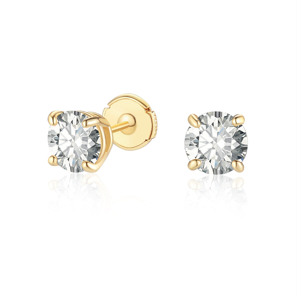 Round Cut Moissanite Stud Earrings