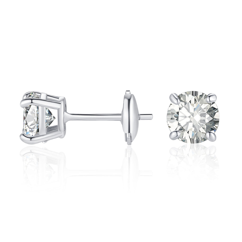 Round Cut Moissanite Stud Earrings