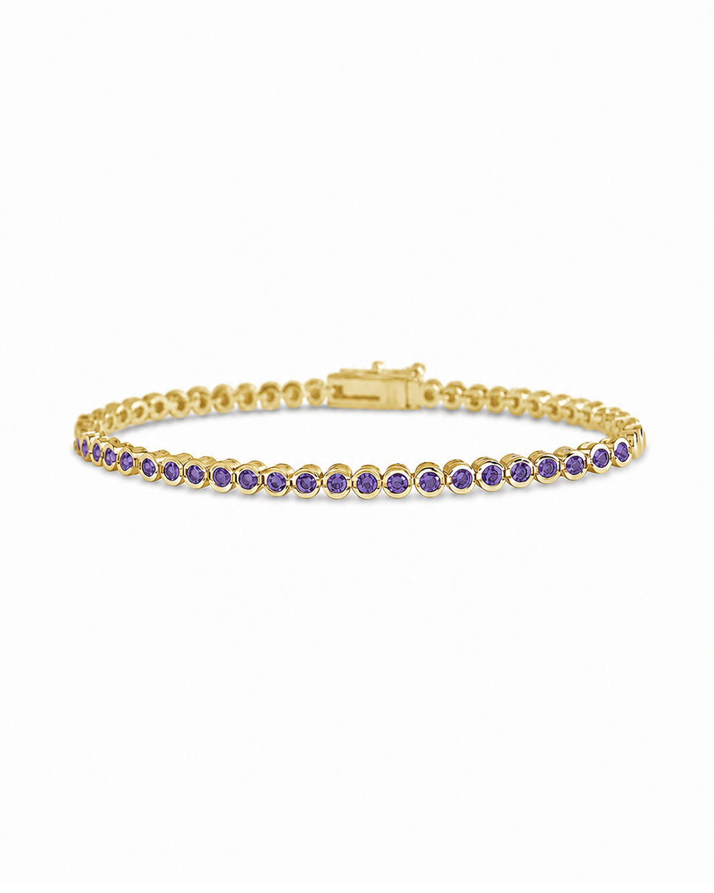 Helene Amethyst CZ Bezel Eternity Tennis Bracelet