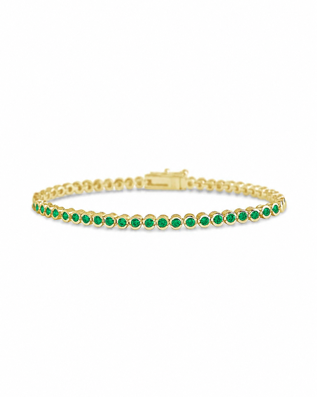 Helene Emerald CZ Bezel Eternity Tennis Bracelet