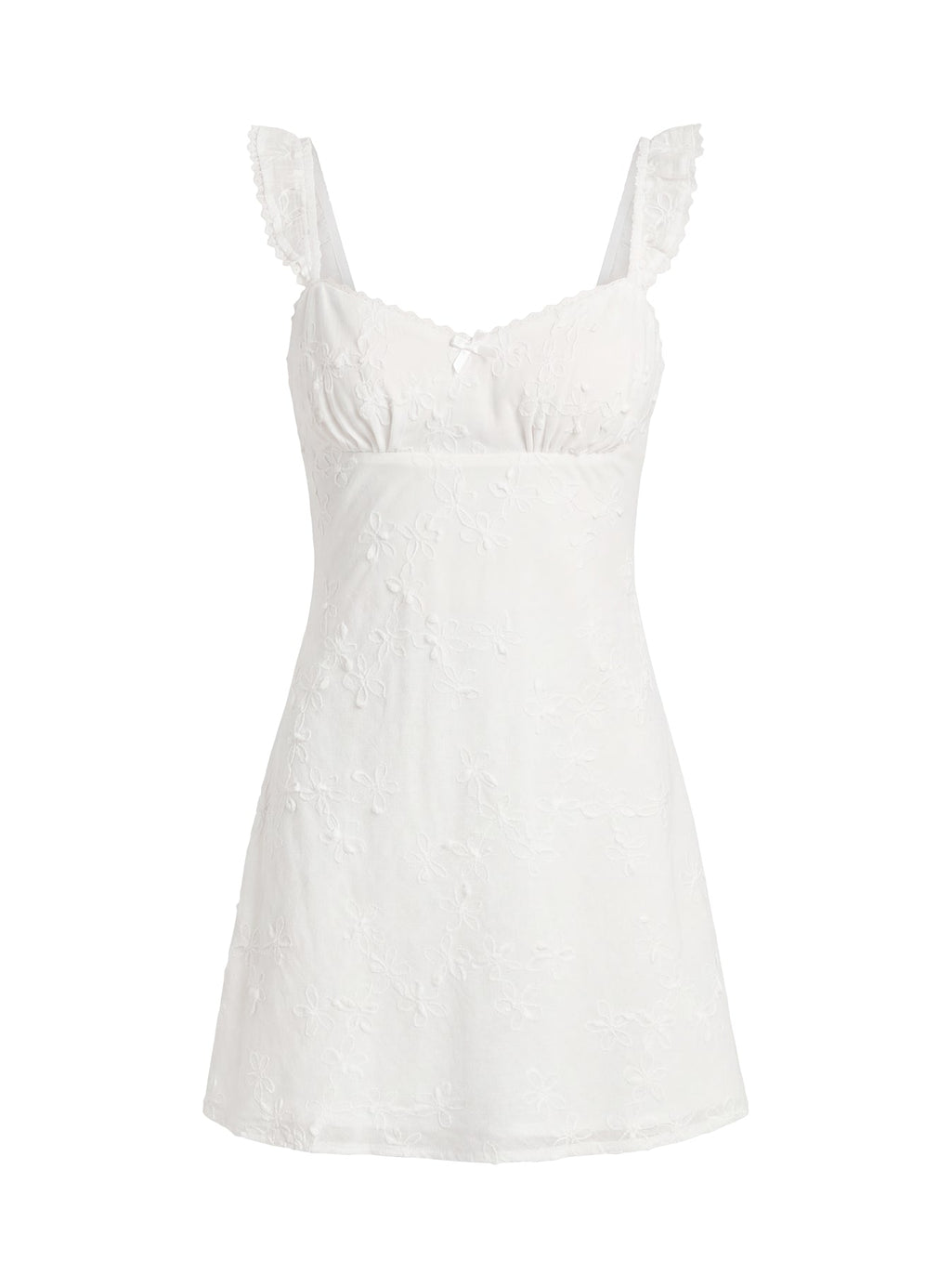 Beacall Embroidered Mini Dress White
