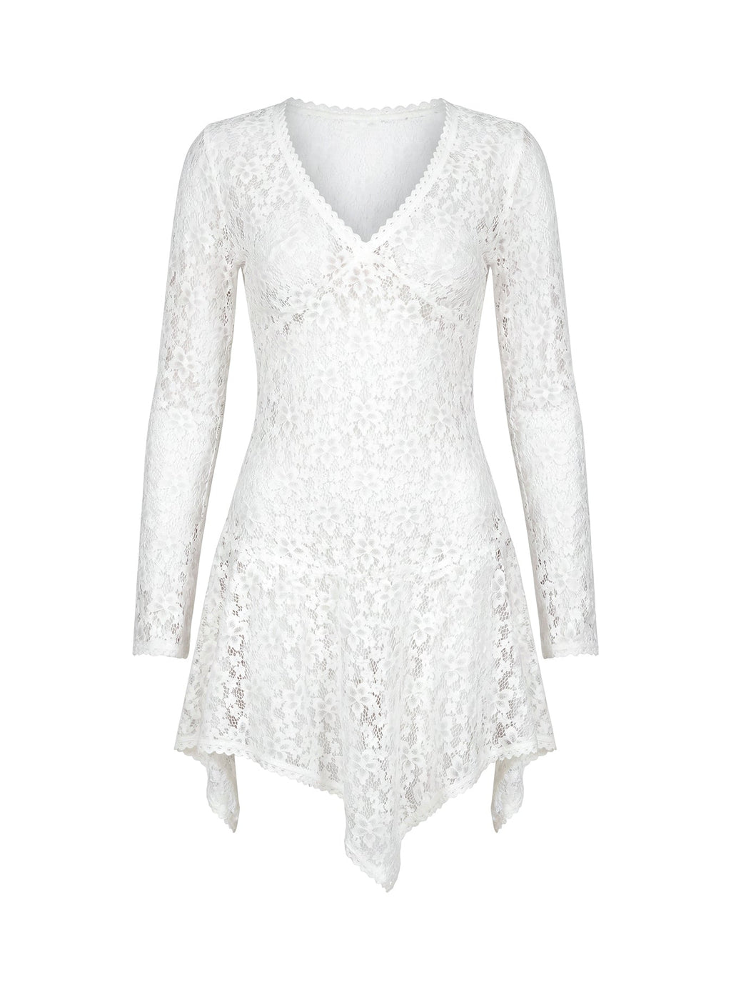 Somanie Long Sleeve Lace Mini Dress White