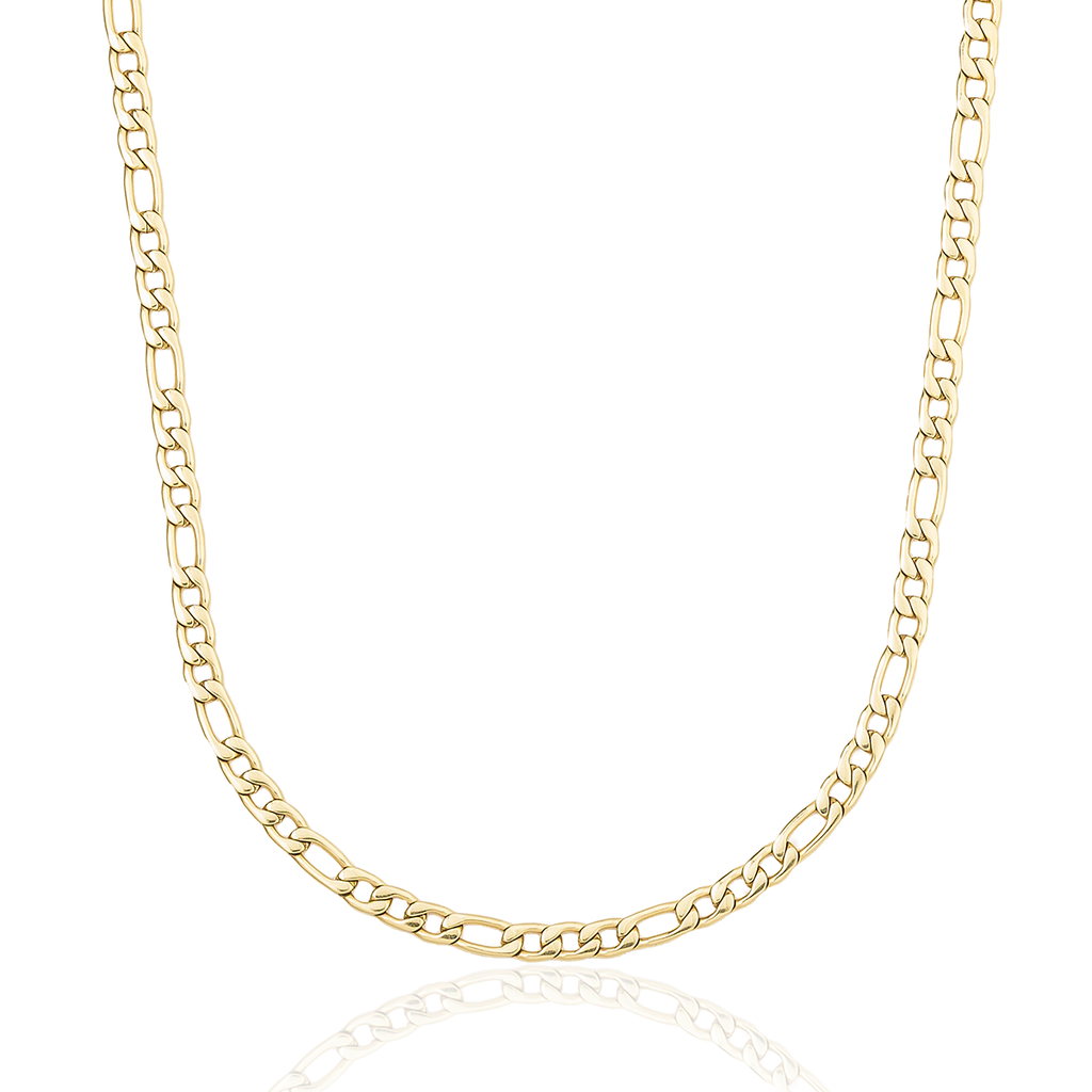 Figaro Link Necklace in Yellow Gold - 4mm
