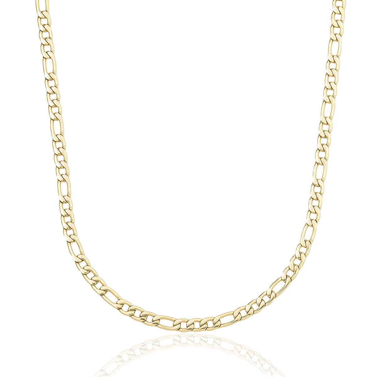 Figaro Link Necklace in Yellow Gold - 4mm