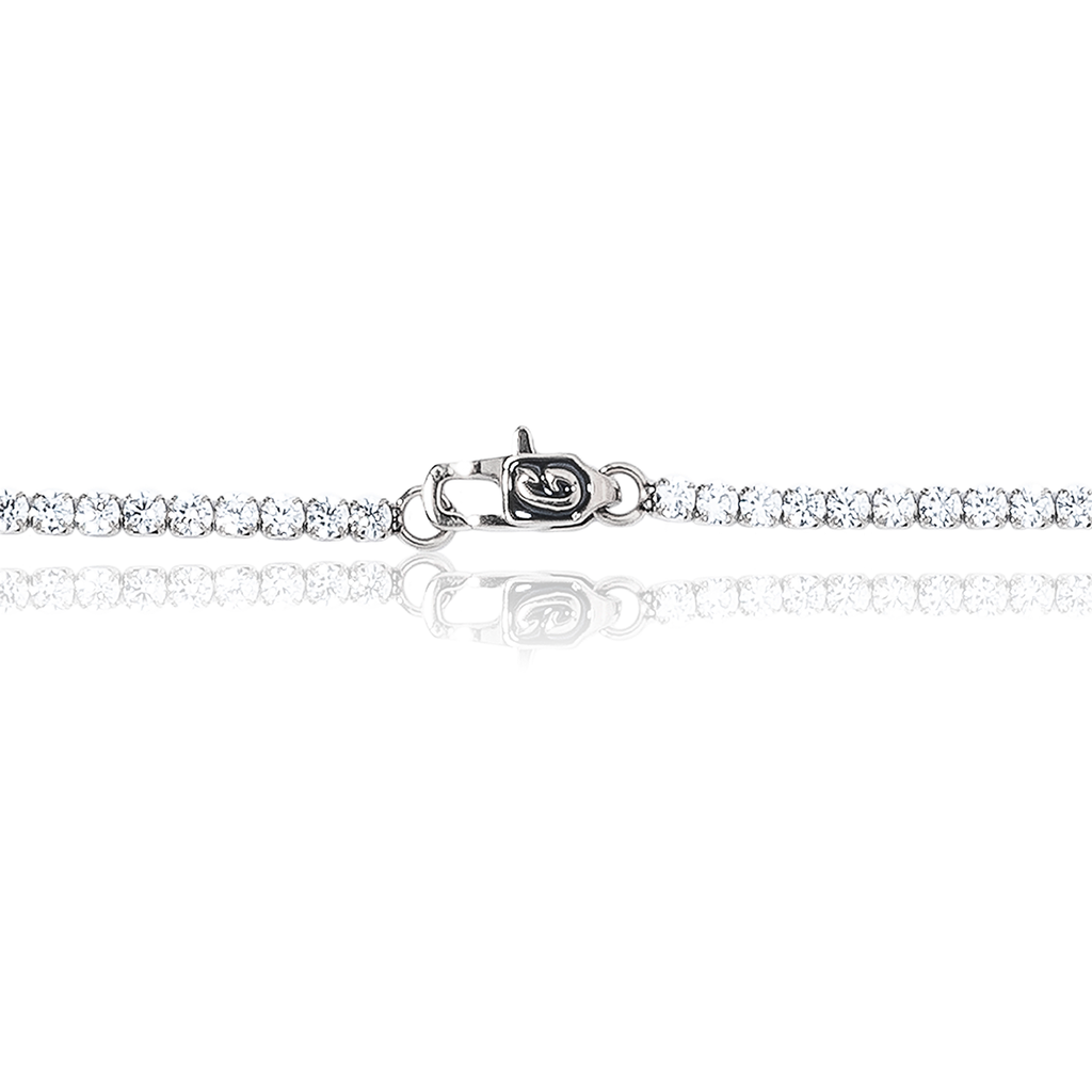 Micro Tennis Necklace in White Gold