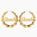 Bamboo Name Hoop Earrings