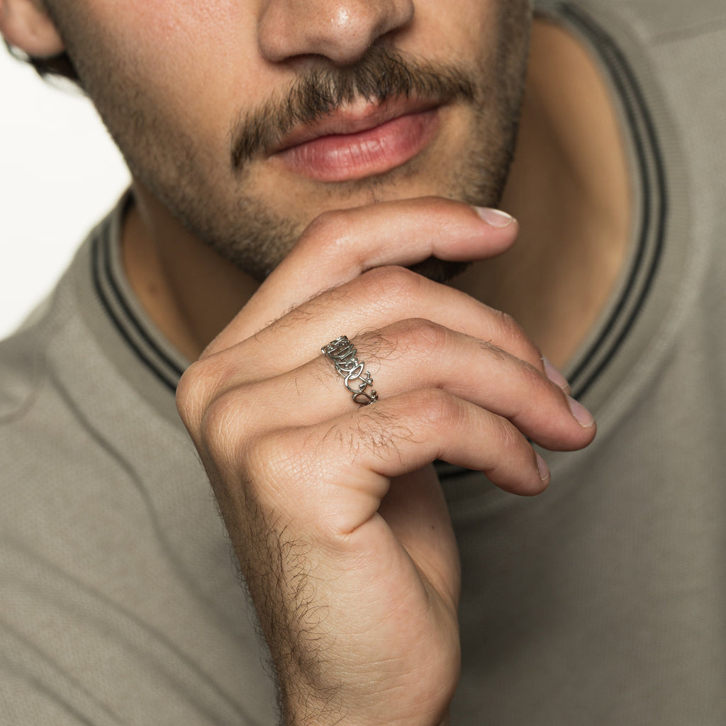 "Walk to Me and I'll Run to You" Calligraphy Ring | Men