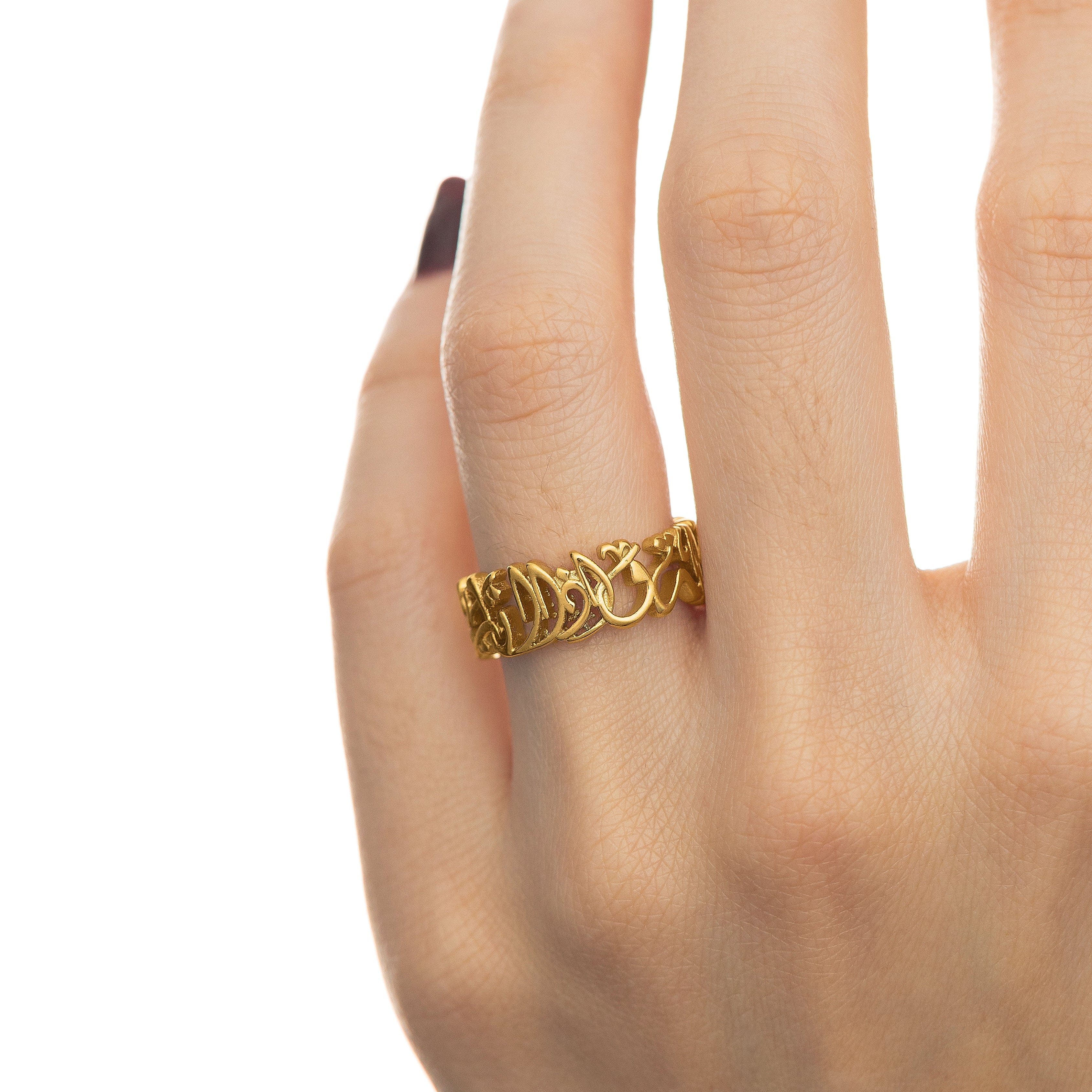 "Walk to Me and I'll Run to You" Calligraphy Ring