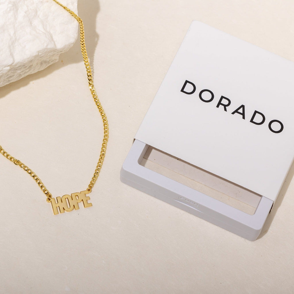 Kids Block Name Necklace w/ Cuban Chain