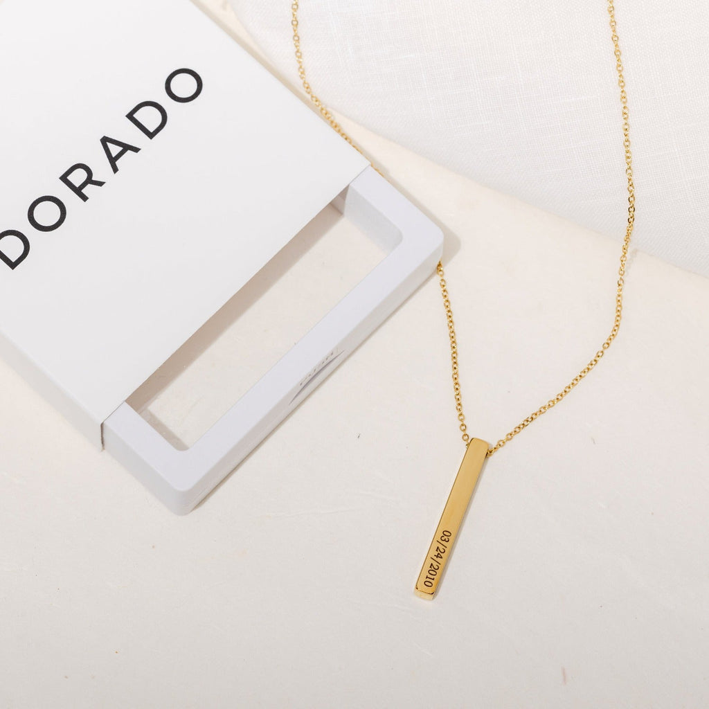 Engraved 3D Bar Necklace