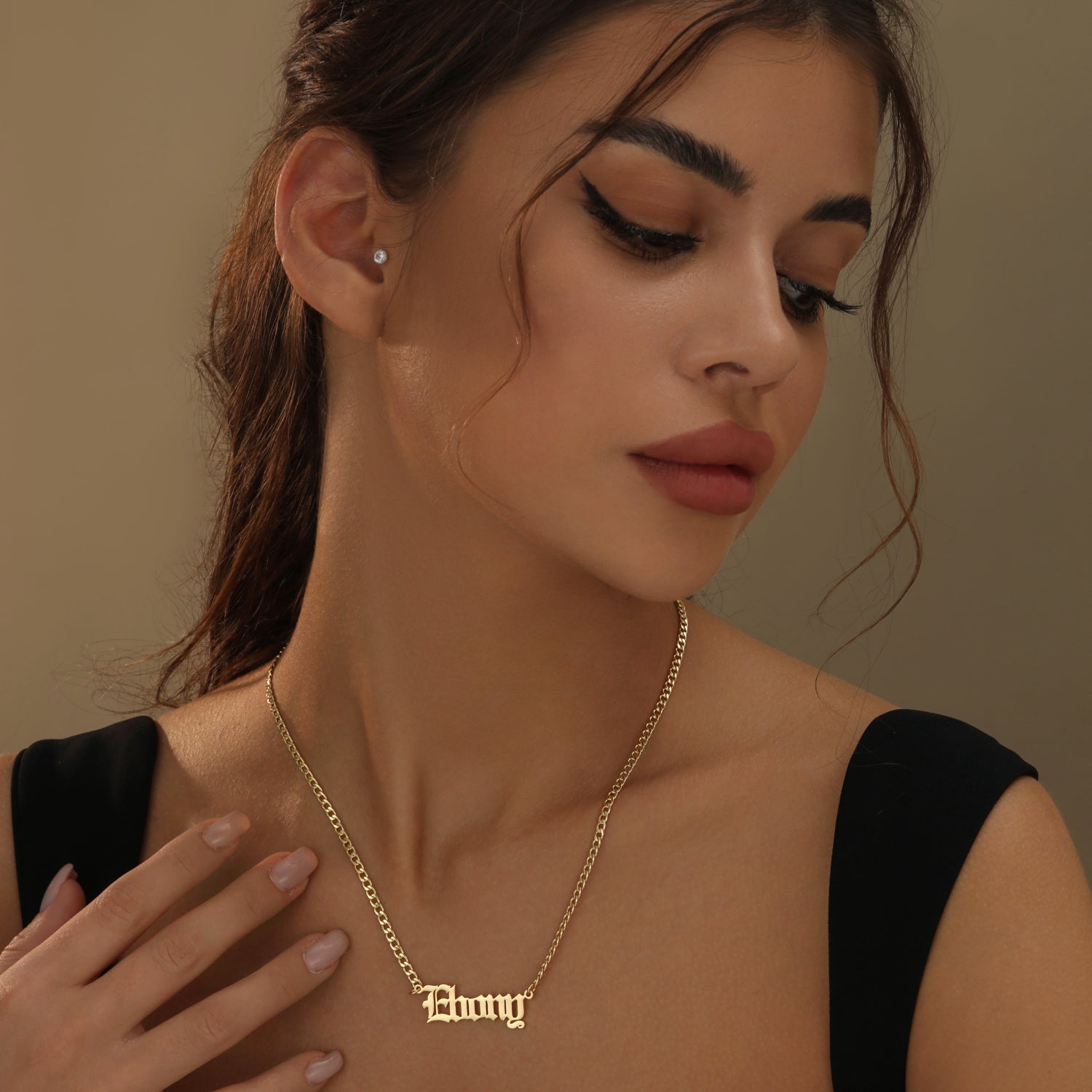 Gothic Name Necklace w/ Cuban Chain